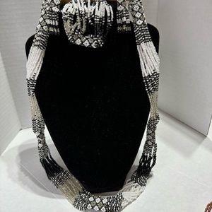 Seed bead handcrafted Indian necklace bracelet and earrings